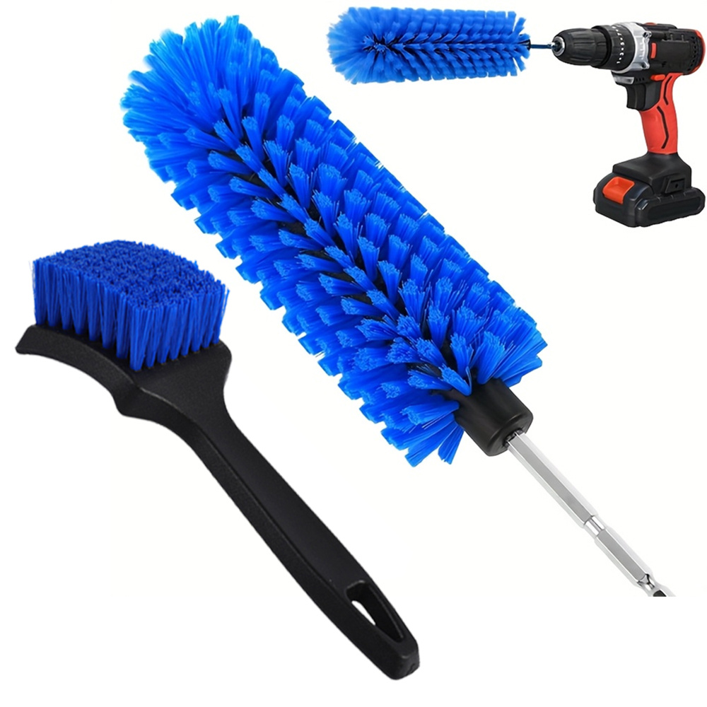 Image of 2 Wheel Brushes, Soft Diamond Wheel Cleaning Brush, Car Wheel Drill Brush, Scratch-free High-density Durable Car Wheel Brush, Suitable For Cleaning Hubs, Rims, Engines, And Exhaust Pipes