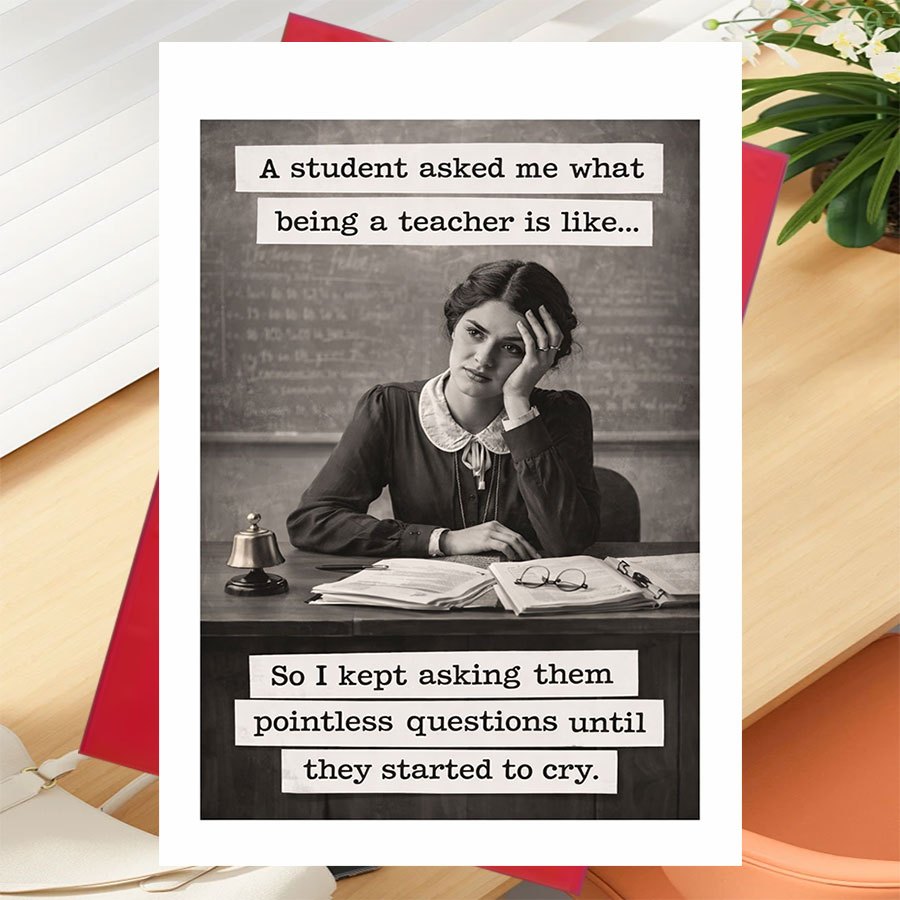 TEMU 1pc Funny Teacher Greeting Card Suitable For School Gifts - Humorous Card With Envelope, Paper Teacher Appreciation Present For Students To Give