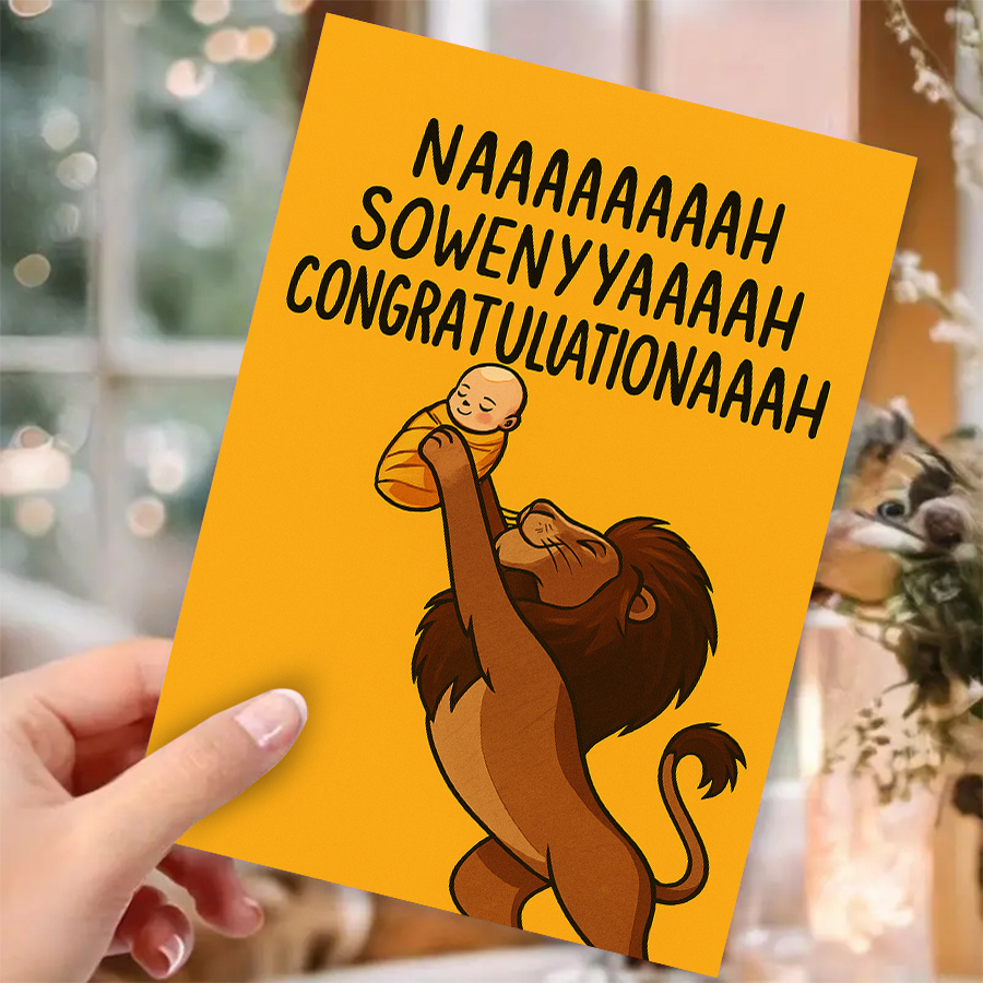 E-shop Grußkarte im Stil von "Der König der Löwen" - Entzückendes Löwen- & Baby-Löwen-Design, für Neugeborene, Babypartys oder die Feierung neuer