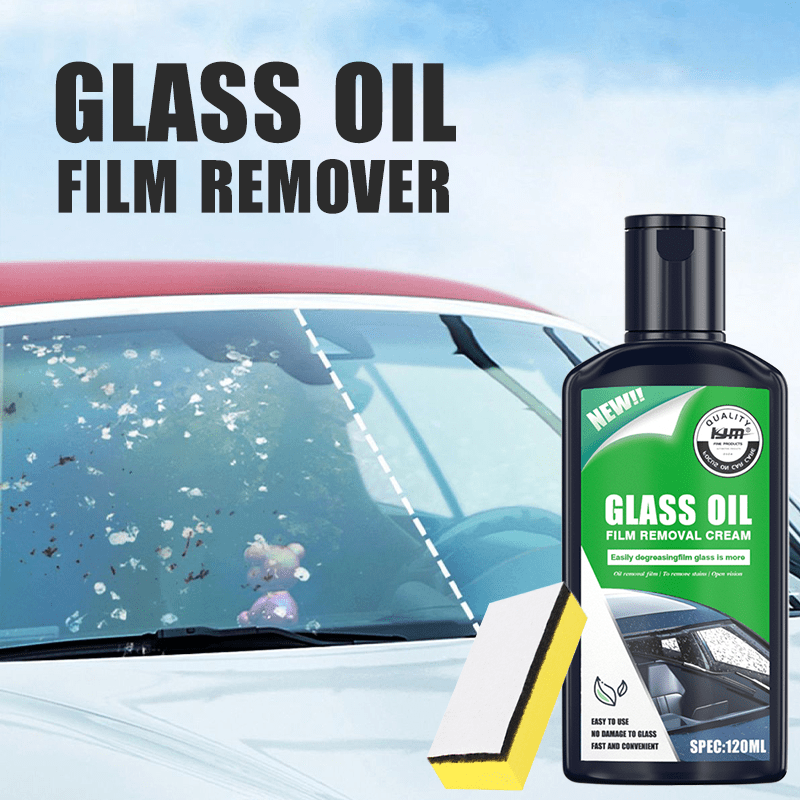 

1pc Universal Glass Oil Film Remover, 120ml Non-streaking Gloss Enhancer, Car Window And Mirror Stain Remover With Sponge, Easy Application