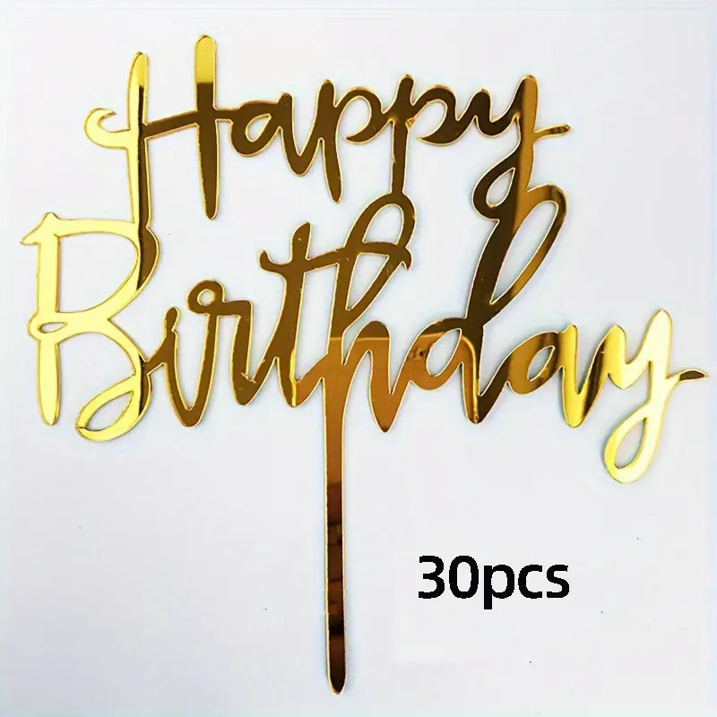 30-piece Golden Happy Birthday Cake Topper Set, 10x12cm Birthday Cake Decorations, Suitable For Birthday And Party Decorations