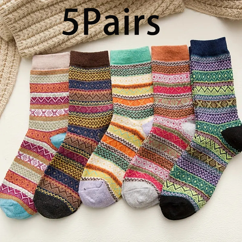 

5 Pairs, Women's Camouflage Mid Tube Socks - Super Soft And Comfortable - Very Suitable For , Calf Long Socks, Outdoor Sports Men's And Women's Universal Knitted Warm Socks