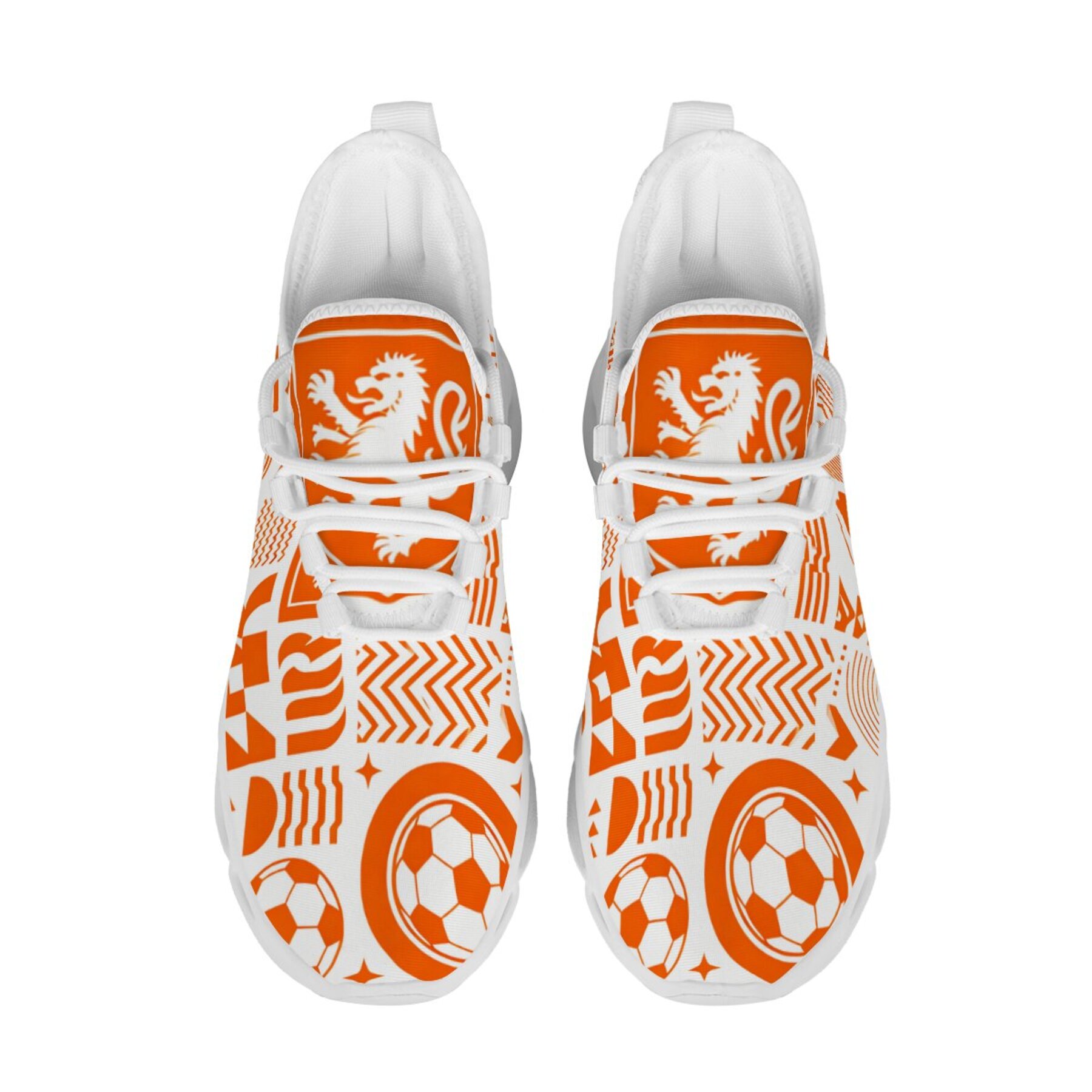 Twist Sole Adult Casual Running Shoes Orange Lion Badge, Dutch Historical Coat of Arms, EVA Midsole Soft Springy Cushioning, Campus Athletic Outfit Trendy