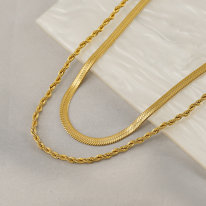 Creative Stackable Titanium Steel Necklace, Waterproof & Sweat-Resistant