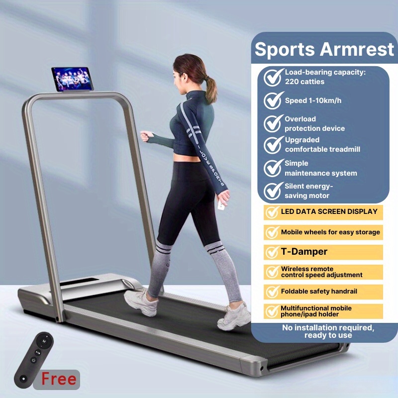 TEMU Walking Pad Electric Treadmill Foldable With Hand Rest 3.0hp Desktop Exercise Equipment, Walk Pad Treadmill, Foldable Treadmills For Home