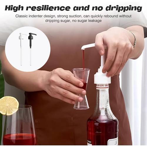 two reusable syrup pump dispensers detachable design black and white plastic beverage measuring pumps suitable for 750ml and 1000ml coffee syrup bottles flavoring bottles sauce bottles oil bottles multifunctional pump dispensers