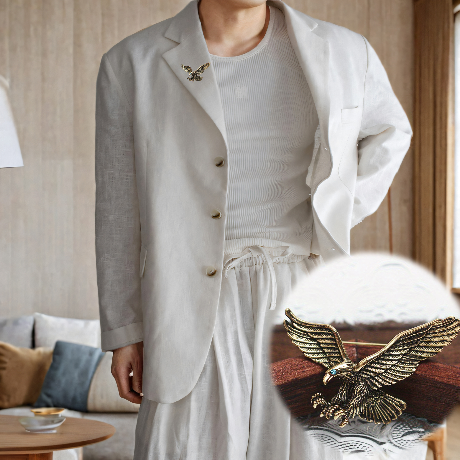 TEMU Stylish Eagle Brooches - Retro - Metal Jewelry