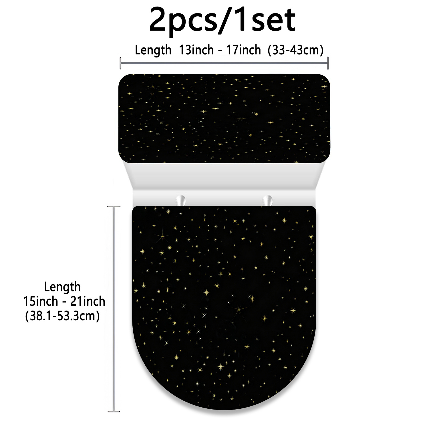 Juego de 2 piezas de funda para tapa y de inodoro con estampado de cielo nocturno estrellado dorado, funda de inodoro…: retailer-supplied image