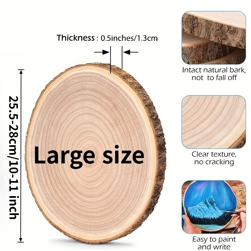 TEMU 1pc Large Unfinished Wooden Slices For Centerpiece Decor, Natural Rustic Wood Boards For Crafts, Round Wood Chips For Tabletop Sign Painting,