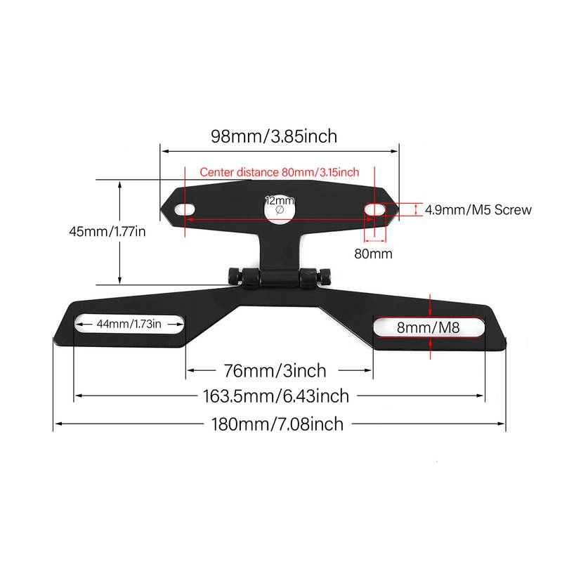 Universal Motorbike Folding License Plate Holder – Black, Adjustable, For Most Bikes