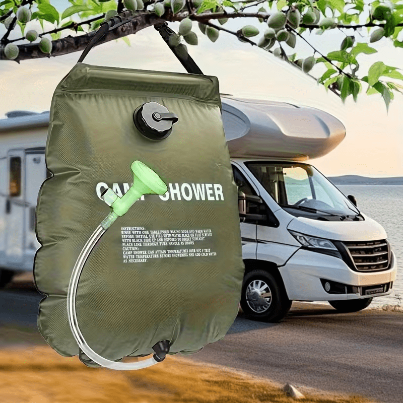 TEMU Kit de ducha de camping portátil de 5.28 galones - Ducha de exterior duradera con manguera ajustable; y fácil de guardar; para camping, playa,