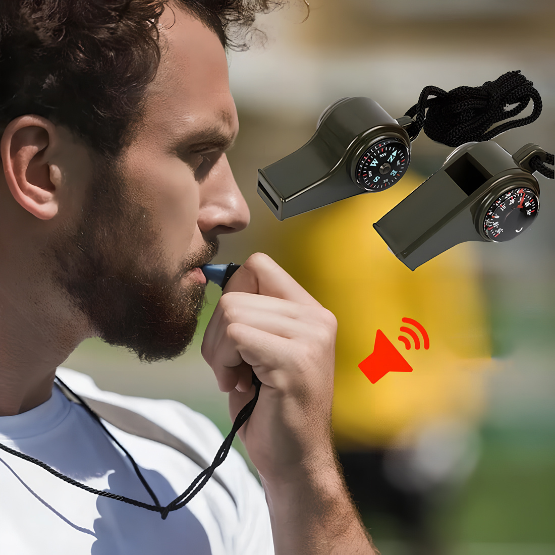 3-In-1 Survival Whistle with Compass and Thermometer