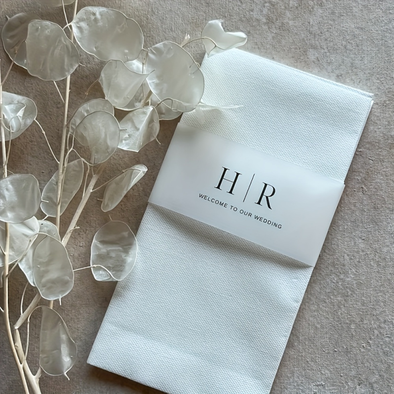 E-shop Personalisierte Hochzeitsserviettenringe - Individuelle Namen , Hochzeitsring-Etikett Tischdeko mit Papierserviettenhaltern geeignet für