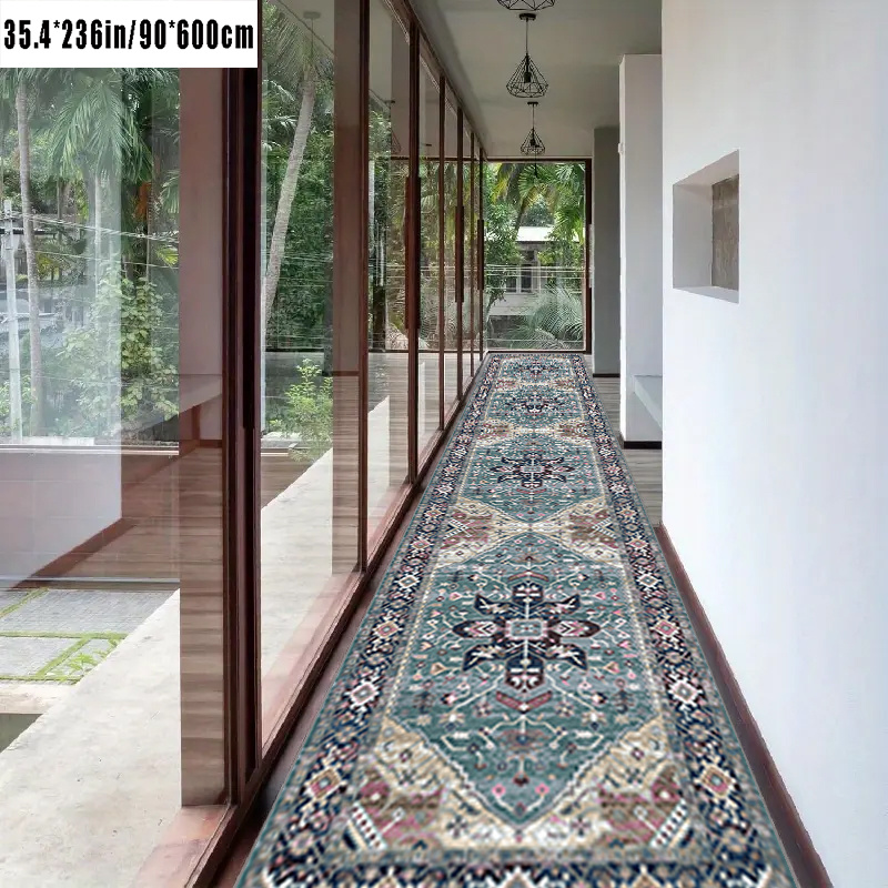 1pc vintage bohemian european long carpet easter holiday decoration living room printed long carpet outdoor entrance door mat living room bedroom bathroom kitchen long non slip absorbent floor mat table side mat   mat outdoor decoration courtyard mat velvet 850g high quality large and small sizes machine Product details 2
