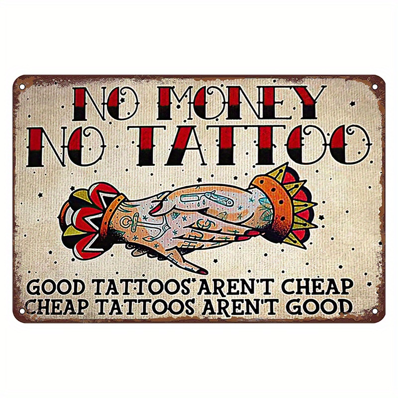 TEMU Vintage "no Cash " Wall Sign - Humorous Plaque Suitable For, Tattoo Shop Decoration, Artificial Hanging Board With English Quote, Retro Warning