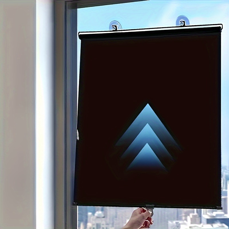 Punch-Free Suction Cup Blackout Curtain - High Quality 100% PVC Thermal Insulated Blackout Roller Shade, Design, Suitable for Kitchen, Bathroom And Car Windows, Modern Style, Blocks Light And Keeps Warm, Bedroom Privacy Screen | Smooth Texture