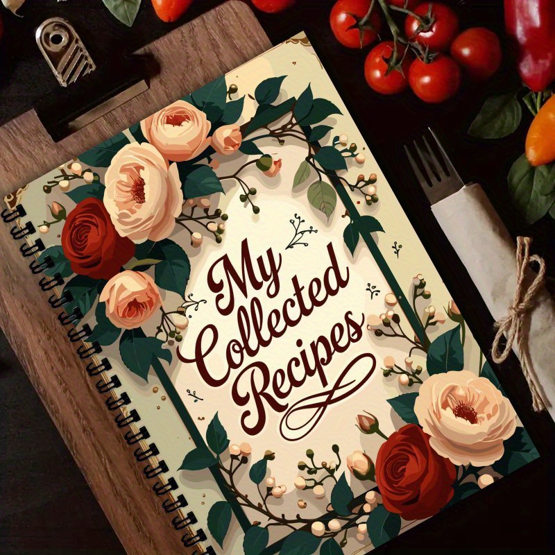 TEMU Livre de recettes A5 d'inspiration vintage avec un design floral rustique - Parfait pour les chefs à domicile, les amateurs de pâtisserie et les