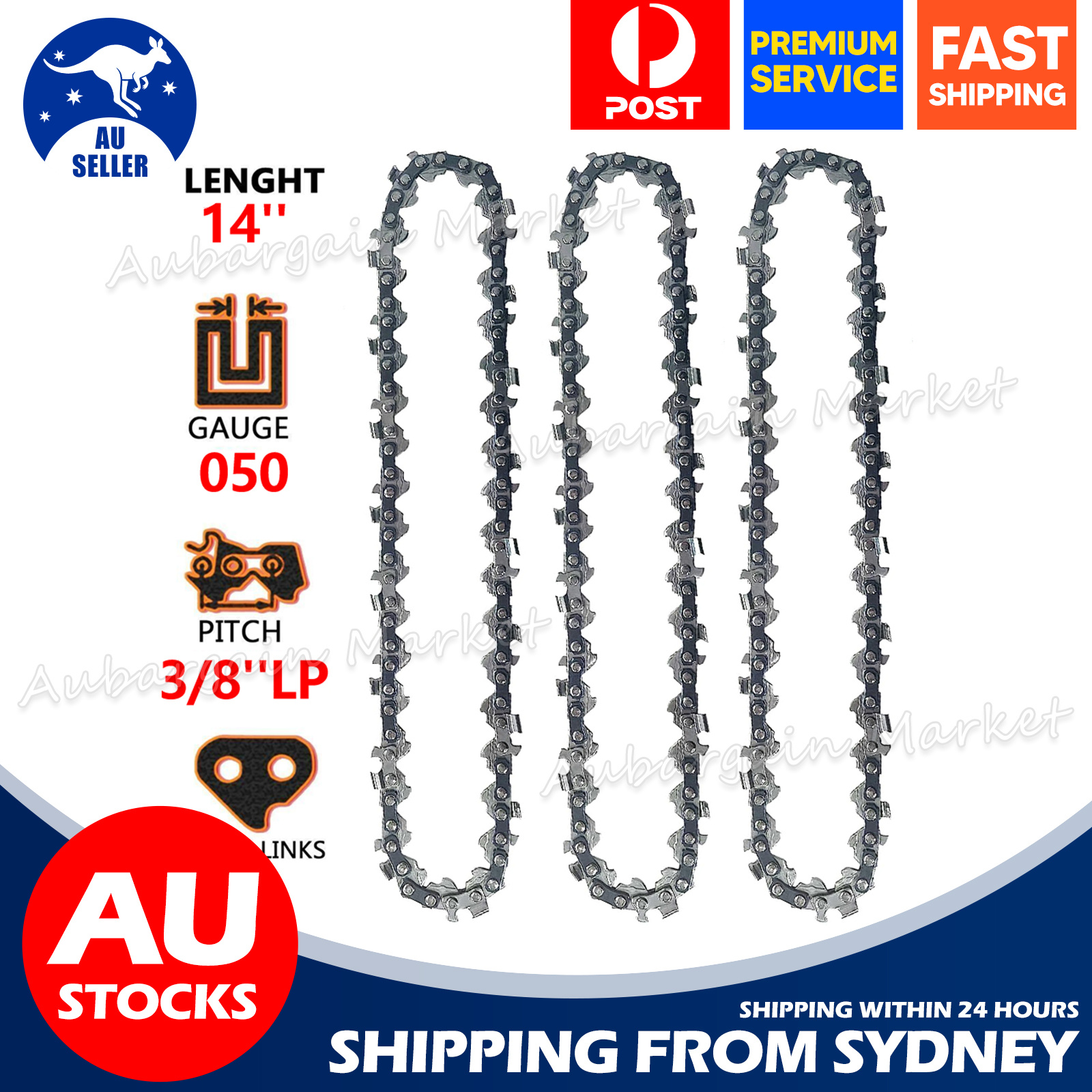 TEMU 3pcs Heavy-duty Chainsaw Chains Suitable For 12"/14"/16"/20" , Metal Semi-chisel Saw Compatible For Lawn Mower, Brush, Tree Equipment - Outdoor