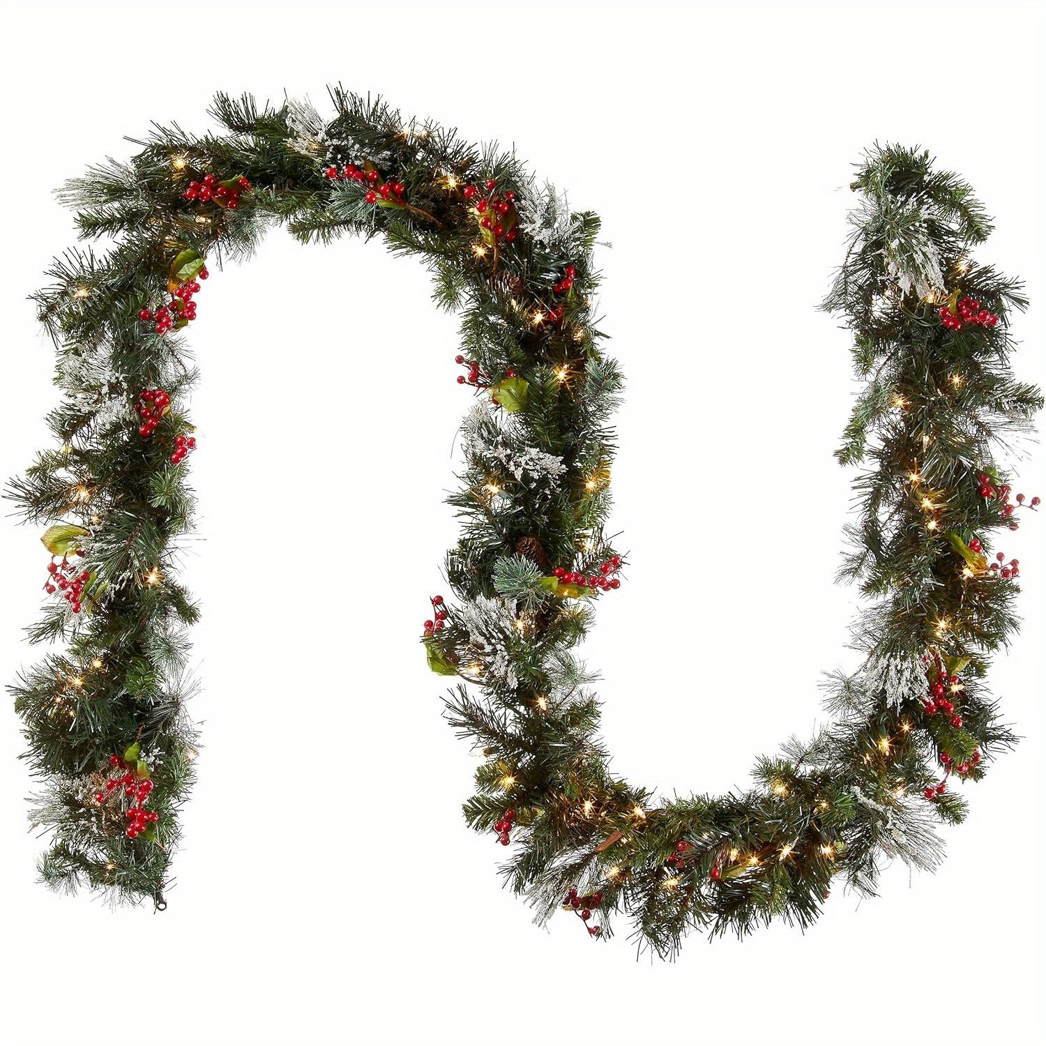 1pc pre lit artificial christmas garland white lights green - Temu