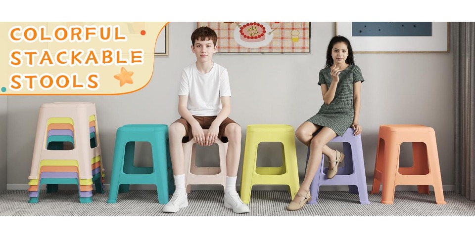 5/10 Pack Stackable Classroom Stools, 18.8