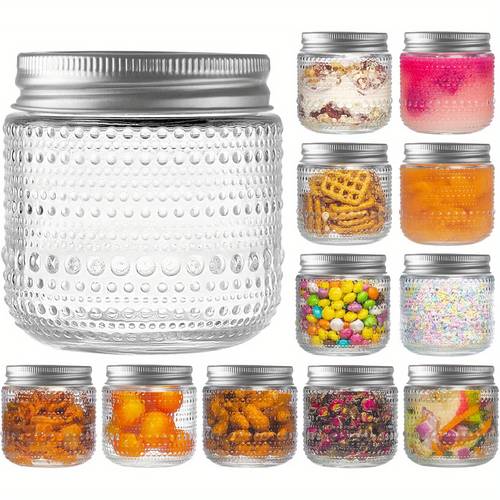 mason jars 8oz with lids 12 packs vintage small glass canning jars with silvery metal lids for storing pickling home decor candle and diy crafts