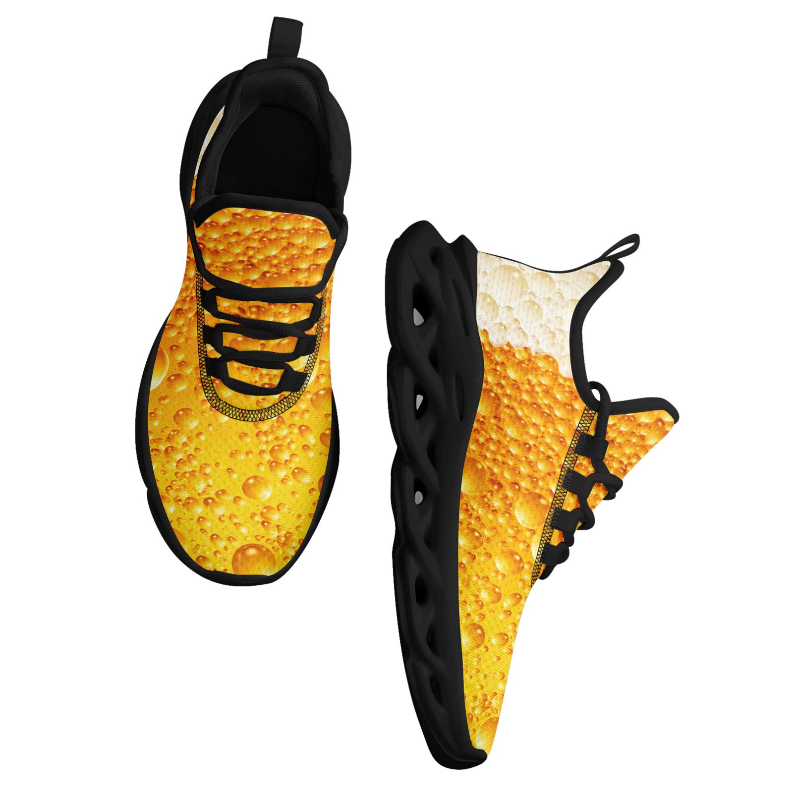 TEMU Coolcustomize Beer Bubble Print Sneakers - Low-top Wide Fit Sneakers With Sole, Breathable Fabric Suitable For Running, Training, Casual Wear,