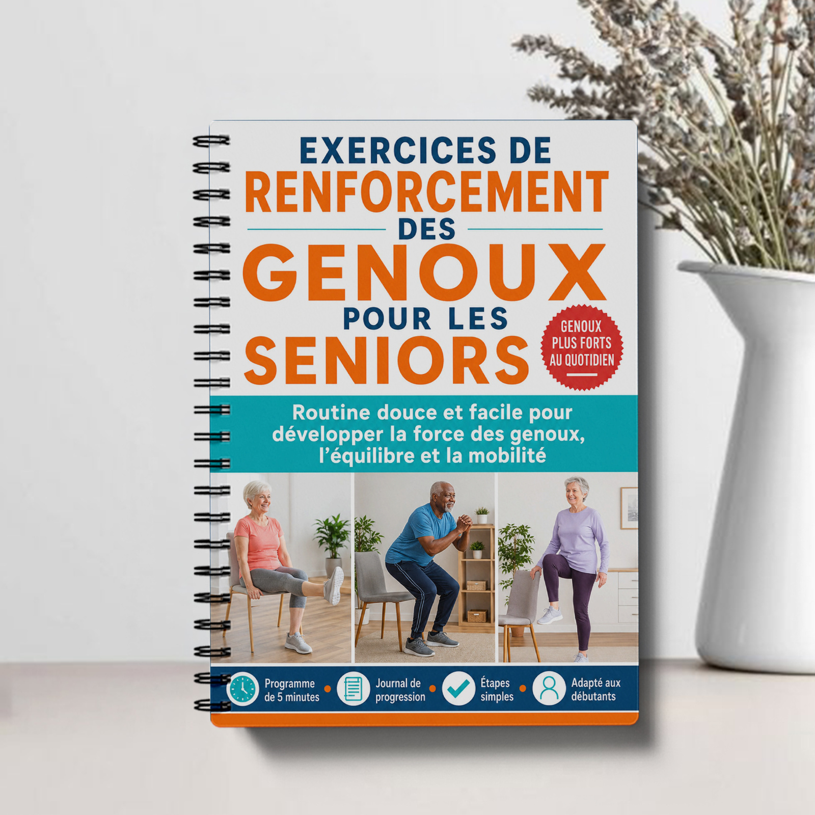TEMU - Planificateur d'entraînement pour exercices de renforcement des genoux, routine d'étirements pour genoux à impact faible avec plan de 10