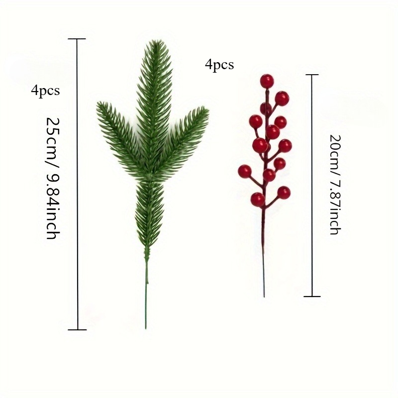 TEMU 8 Artificial Pine Needle Branches For Christmas, With Stems, For Wreaths And Christmas Home Decor Halloween
