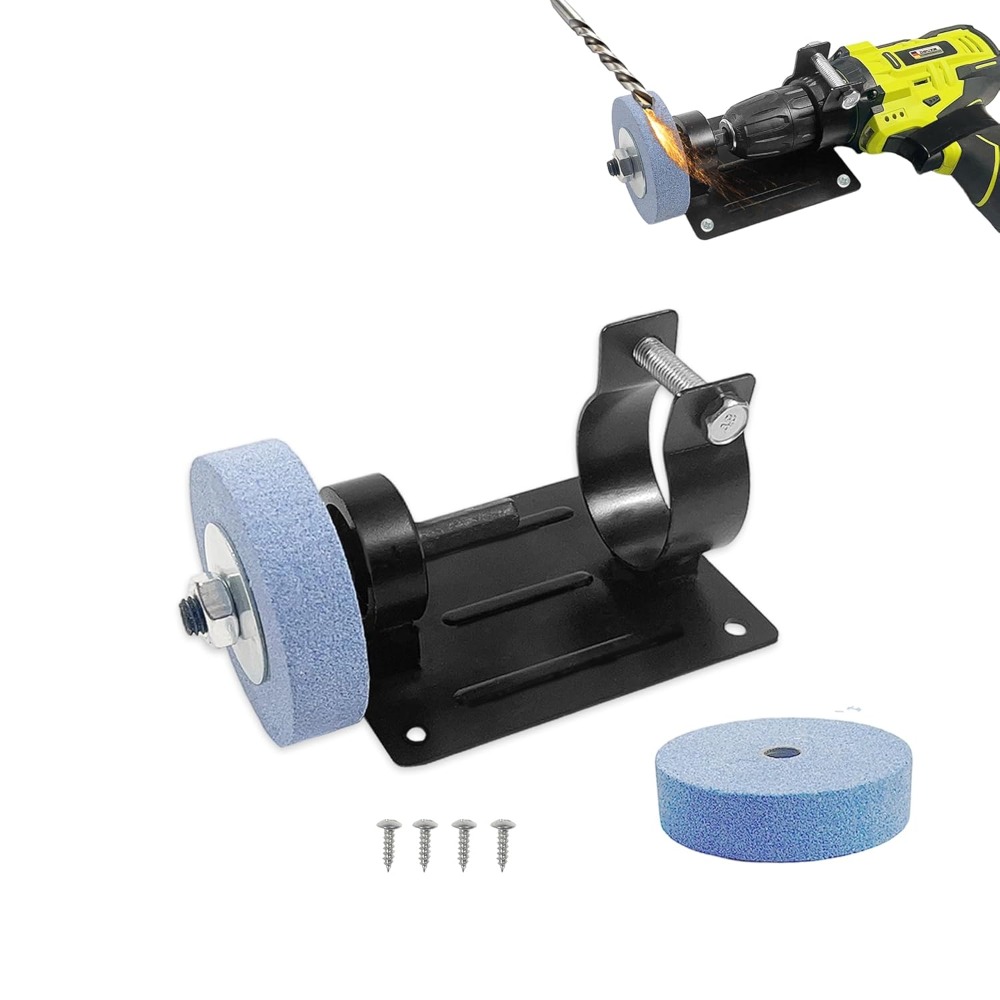 Image of Handheld Drill Grinder Attachment Dual Grinding Wheels Tool Free Switching Metal Grinding And Polishing With Stand Compact Household Set For Tool Sharpening Knife Maintenance