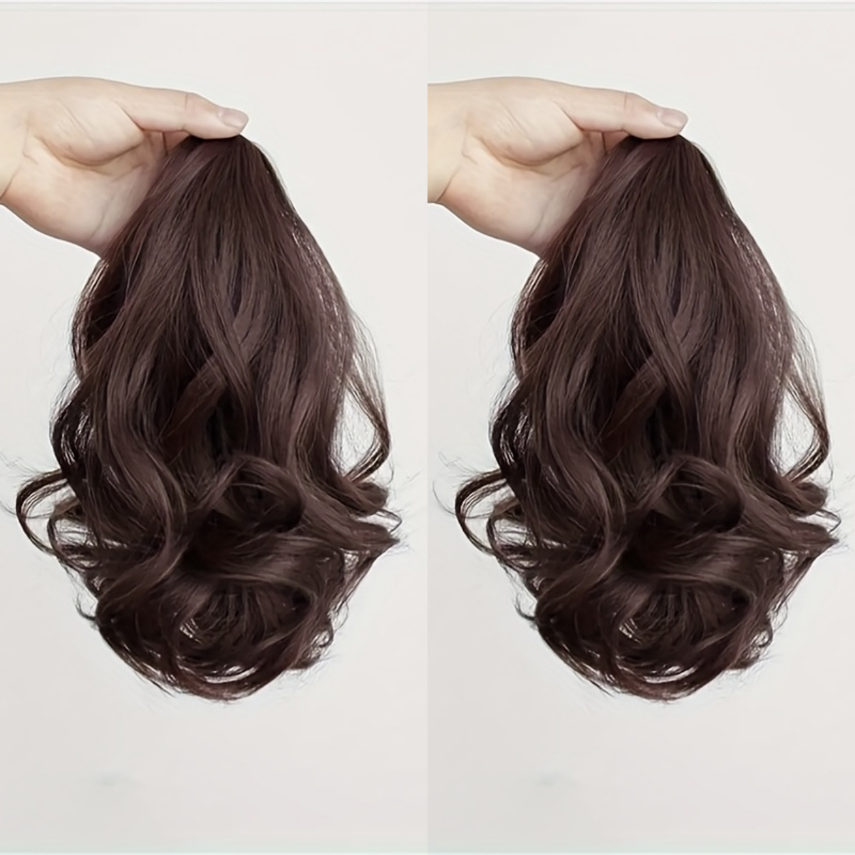 TEMU Set Of 2 Stylish And Chic Women's Hair Bands With Wavy Ponytail Wigs - 12-inch Curly Synthetic Wig Pieces - Soft Ribbon, Ideal For Everyday Use,