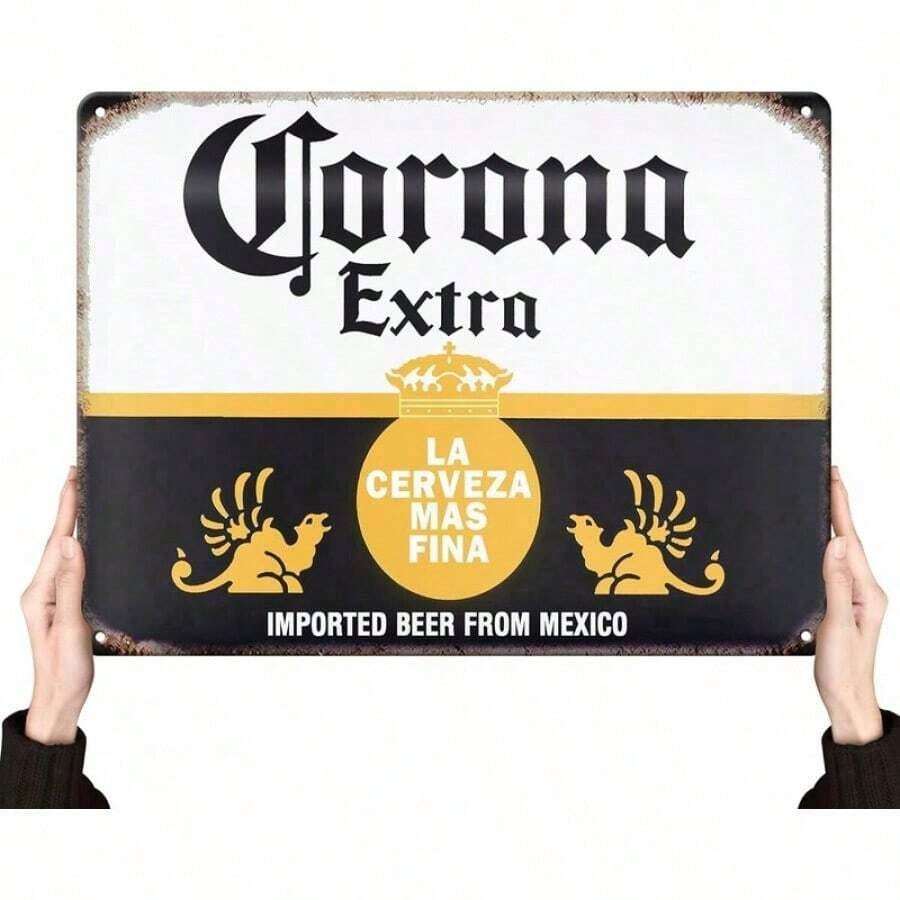 E-shop [2D Flach] Corona Bier-Schild | für Männerhöhle-Dekor | Vintage Holz-Bar-Schild | Garagen-Vintage-Stil
