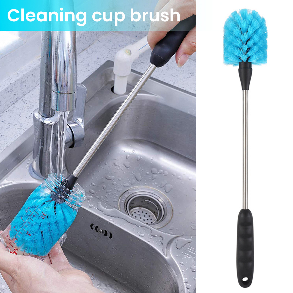 long handle rubber bottle cleaning brush for wine glasses thermos teapots essential kitchen cleaner tool details 1