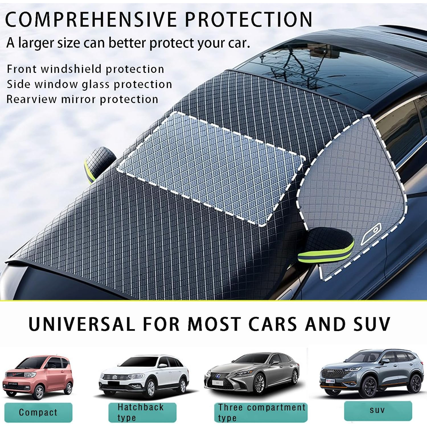 

Extra-large, Winter Car Windshield & Sun Shade - Fit Polyester Exterior Accessory