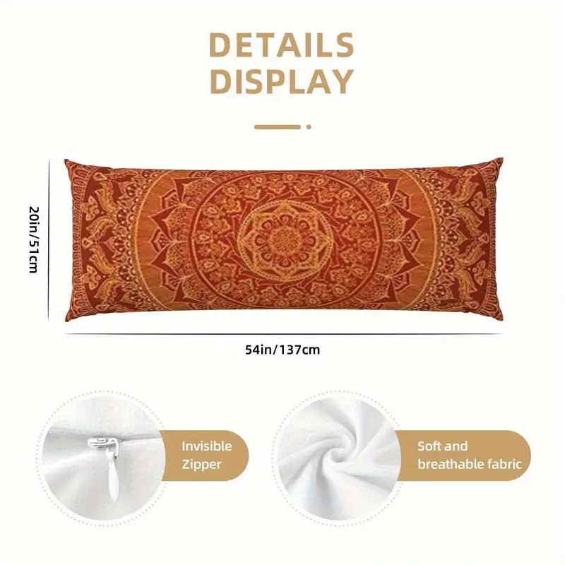 1pc antique mandala spice pillow cover 20x54 inch double sided print soft polyester fabric zipper closure machine washable ideal for sofa living room bedroom decor bedroom decor mandala pattern zippered pillowcase decorative pillows Product details 4