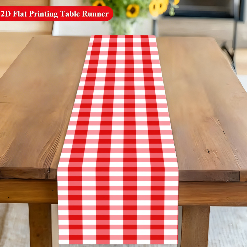 TEMU Chemin de table à motif à rouge et blanc