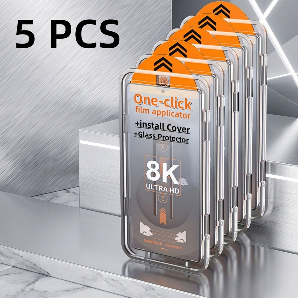 TEMU 5pcs For Galaxy S21/s22/s23/s24/s25/s26 Screen Protector Tempered Glass 8k Ultra Applicator Scratch Resistant Screen Guard For For Galaxy
