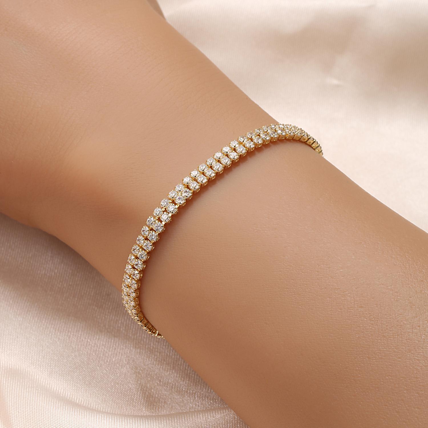 Double Row Synthetic Zirconia Bracelet