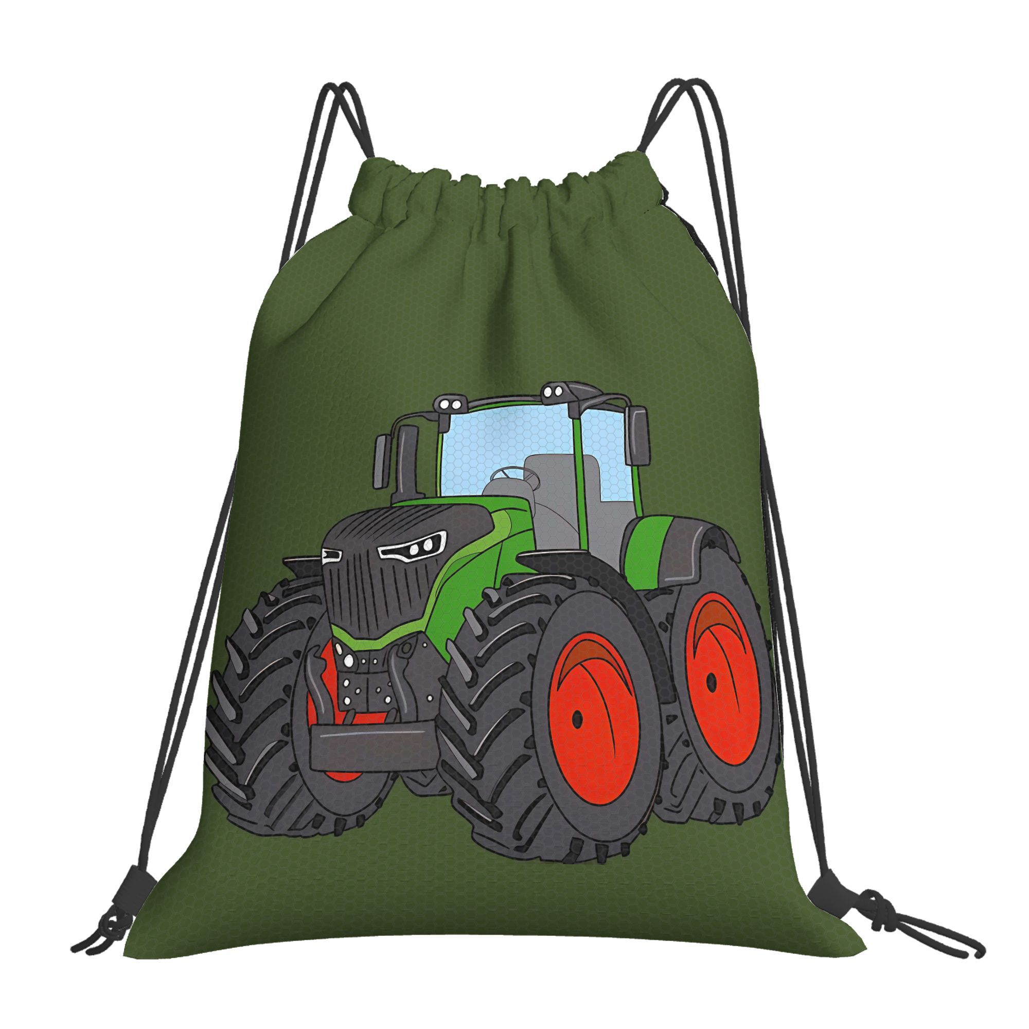 TEMU 2d Flat Green Agricultural Tractor Drawstring Backpack