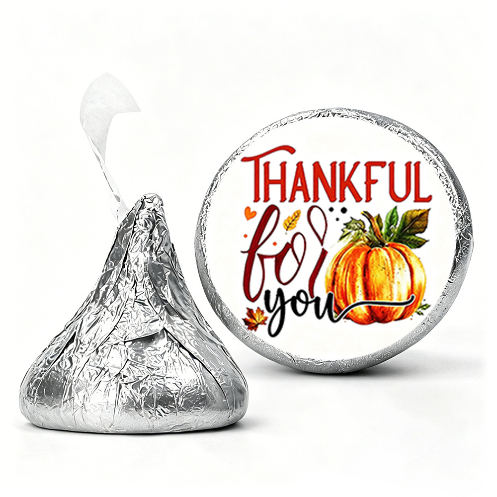 TEMU 224pcs Thanksgiving Themed Round Stickers, Circular Pumpkin Autumn And Thank You Text Watercolor Illustration Style, Suitable Celebration