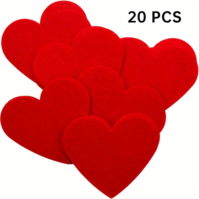 

20pcs Vibrant Red Felt Heart Cutouts, 2" - Ideal For Valentine's Day & Wedding Decorations, Scrapbooking, Sewing Crafts | Battery-free, Valentines Decorations For Home