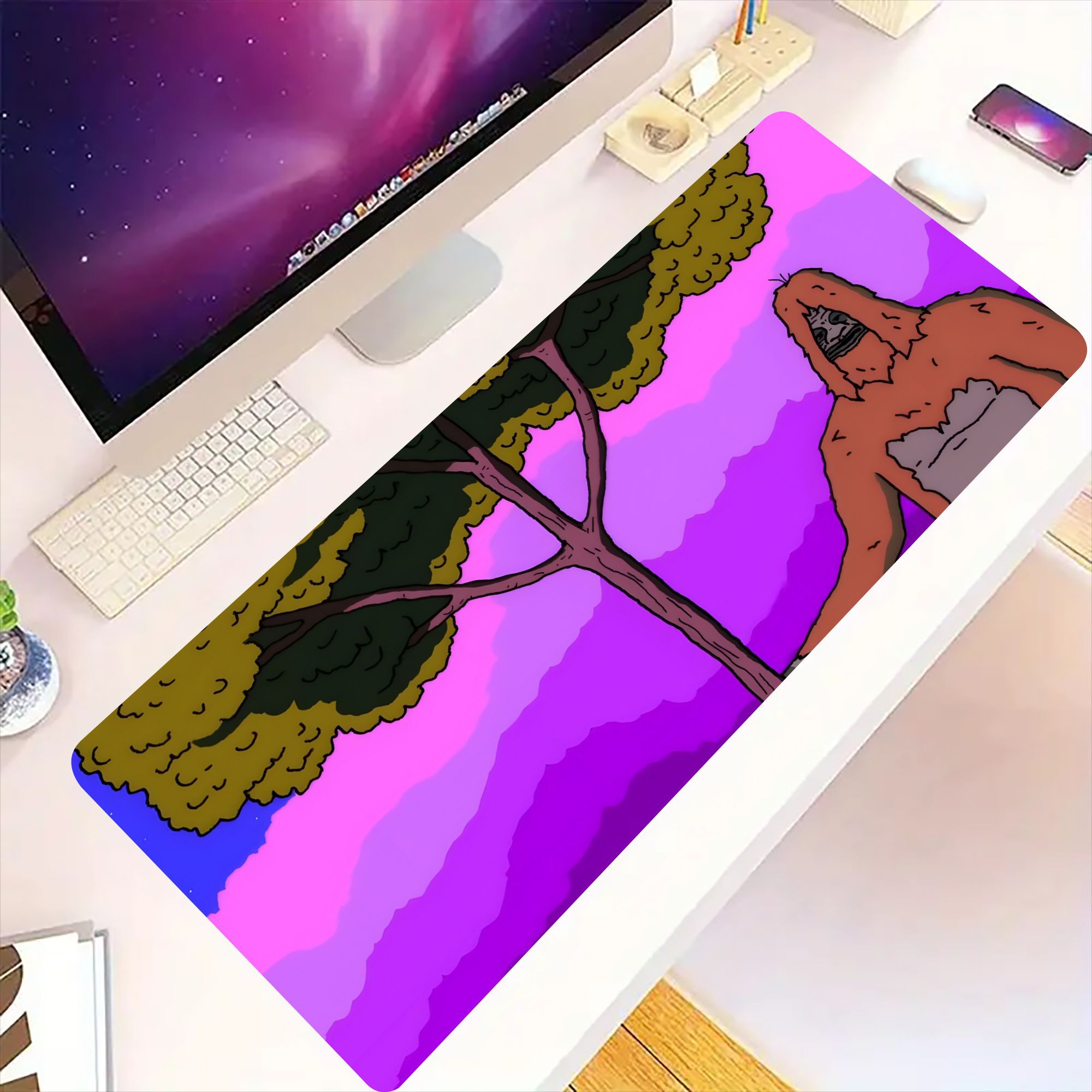 TEMU 1pc The Big Lez Show Abstract Art Themed Mouse Pad, Designed With Unique Lines, Color Blocks, And Irregular Patterns