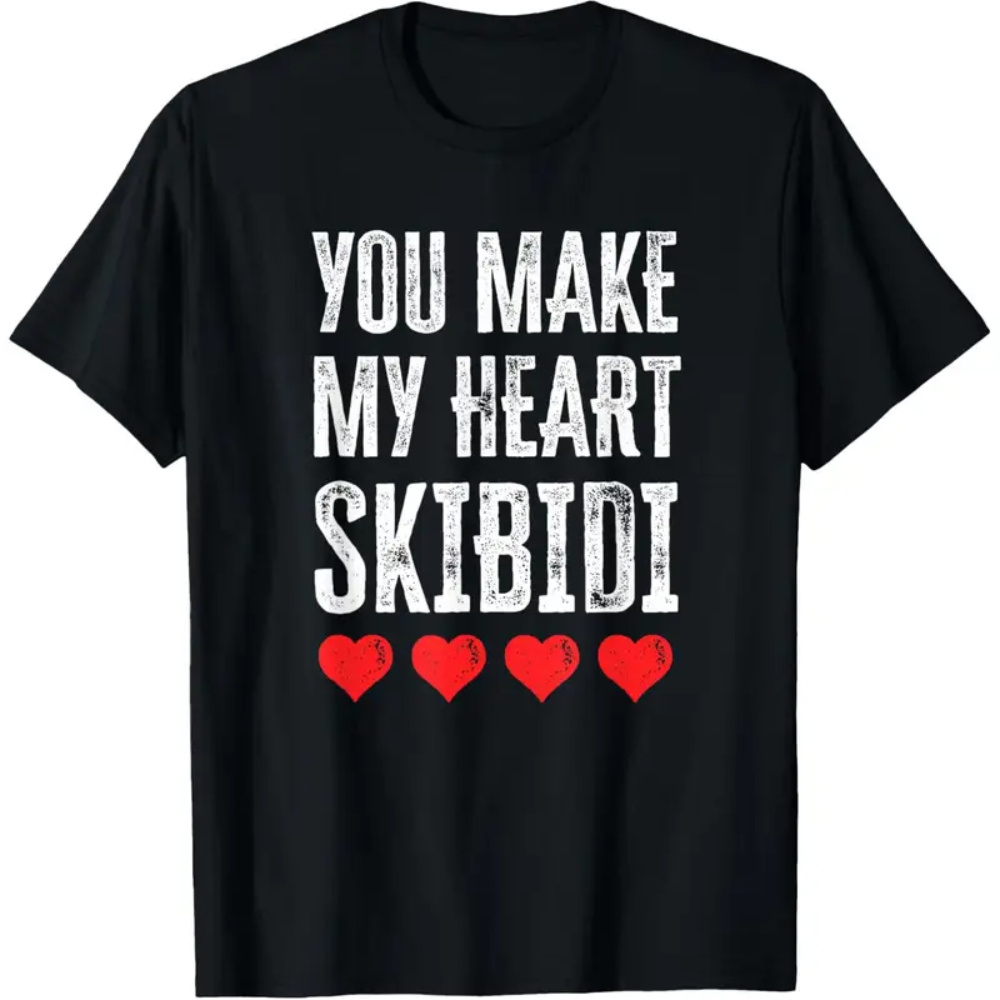 

Kid's T-shirt Make My Heart Skibidi Print. 100% Cotton. Valentine's Day Gift For Boys, Gift, Ideal For Holiday Parties Outdoor Play And Fun, Soft Fabric, Breathable, Comfortable