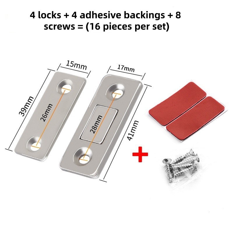 E-shop 16-teiliges/Set Hochleistungs-Magnet-Türstopper-Set - Stanzfreie Installation, Starker Magnetverschluss, Unsichtbares Türschloss, Geeignet für