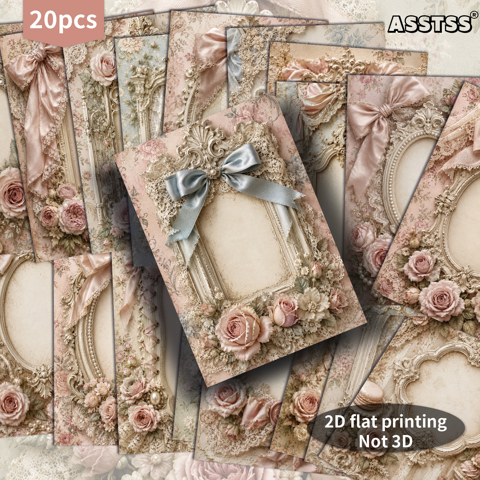 TEMU 20-pack Asstss Vintage Victorian Lace Photo Frames Postcards - 4x6 Inches Retro Junk Journal Supplies, Classic Pinup Illustrations Collectible