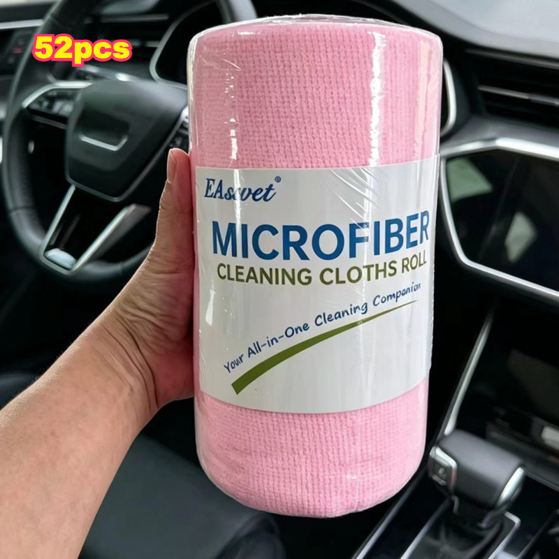 TEMU 22/52pcs Extra Large Roll Car Cleaning Towels, Tear-off Microfiber Towels, Car Wash Towels, Auto Towels, Convenient And Portable For , Reusable,