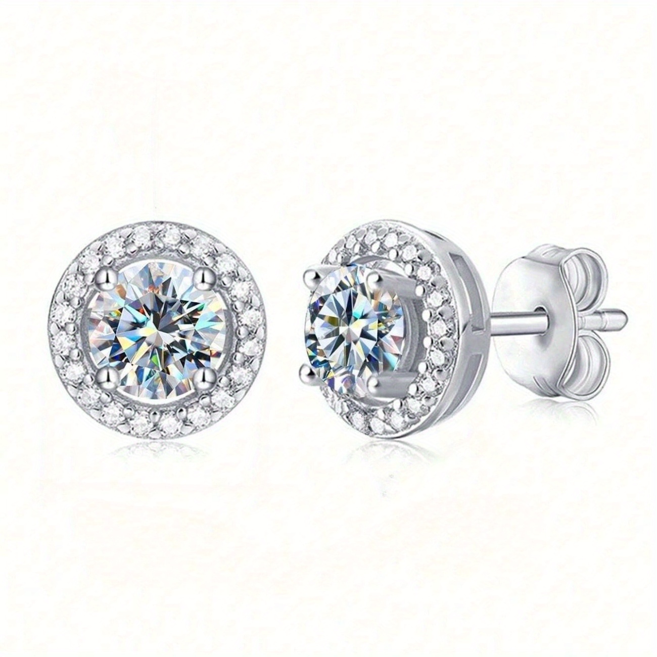 Women's Sparkling S925 Synthetic Moissanite Earrings, 0.5/1/2/3 Carats