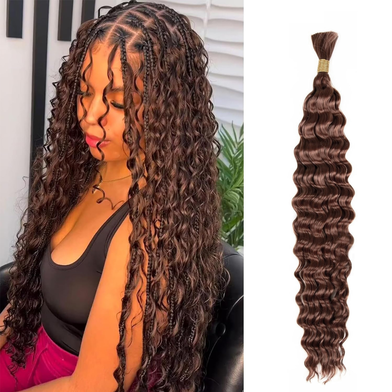 E-shop Deep Wave Bündel Großpackung Flecht Haar 24 Zoll Nasses und Welliges Deep Wave Großpackung Haar Micro Braiding Haarverlängerungen für Boho