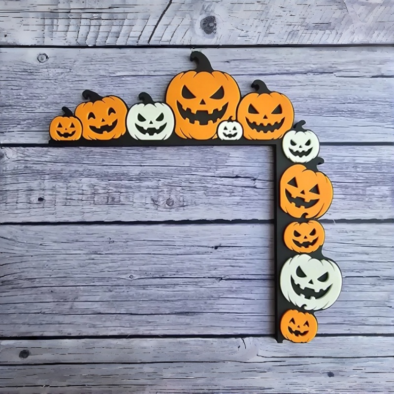 TEMU Halloween Pumpkin Door Corner Decor, Jack-o-lantern Door Frame Topper, Spooky Pumpkin Door Corner Sign, Halloween Home Indoor Decorations For