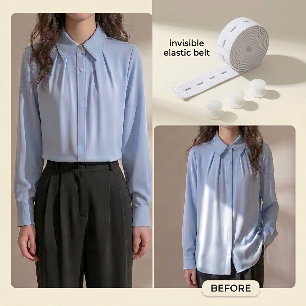 TEMU Herramienta ajustable para dobladillo y cintura - Acortador de dobladillo sin costuras con broches a presión, ajustador de cintura invisible