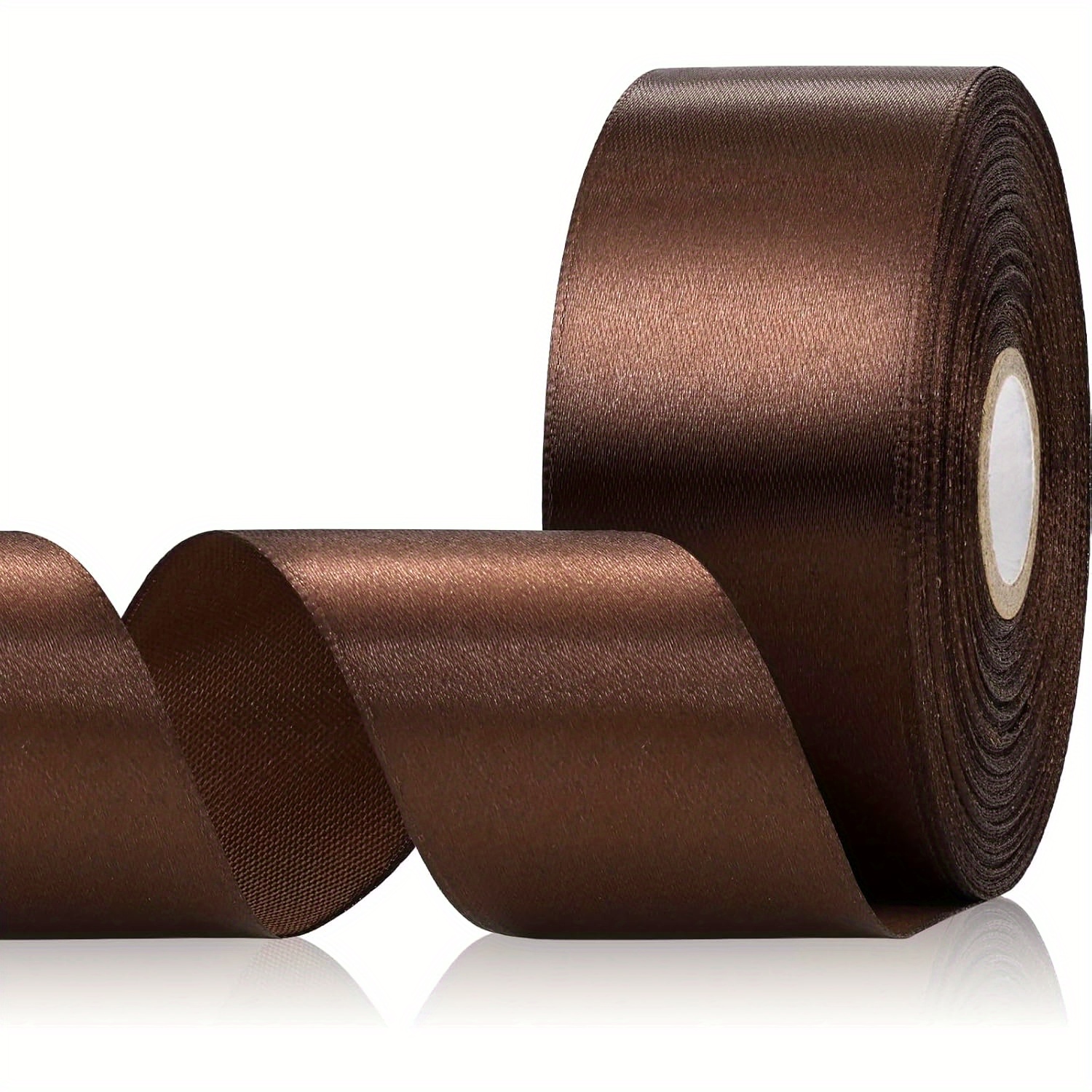 Image of 25 Yard Brown Ribbon 1-1/ 2 Inches 25 Yard, Brown Ribbon Used For Gift Wrapping, Floral Arrangements, Crafts, Christmas, Wedding Parties, Diy Bows, Eternal Flowers